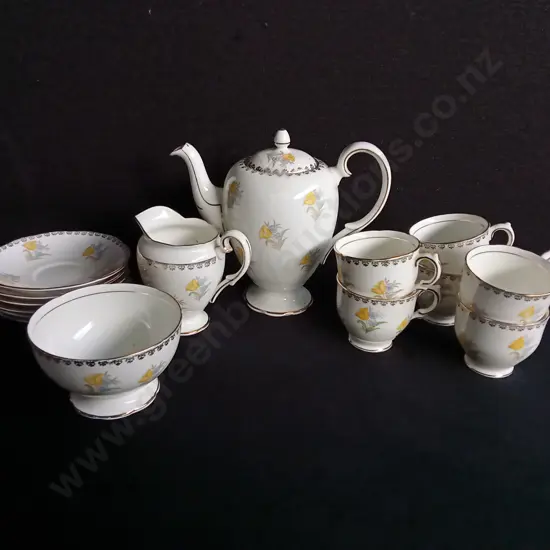 VINTAGE 15 PIECE SALISBURY BONE CHINA TEA AND COFFEE SET