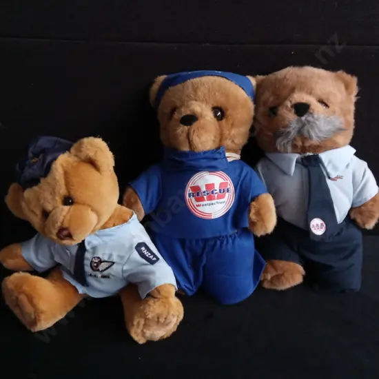 3 AUCKLAND RESCUE HELICOPTER TRUST TEDDY BEARS