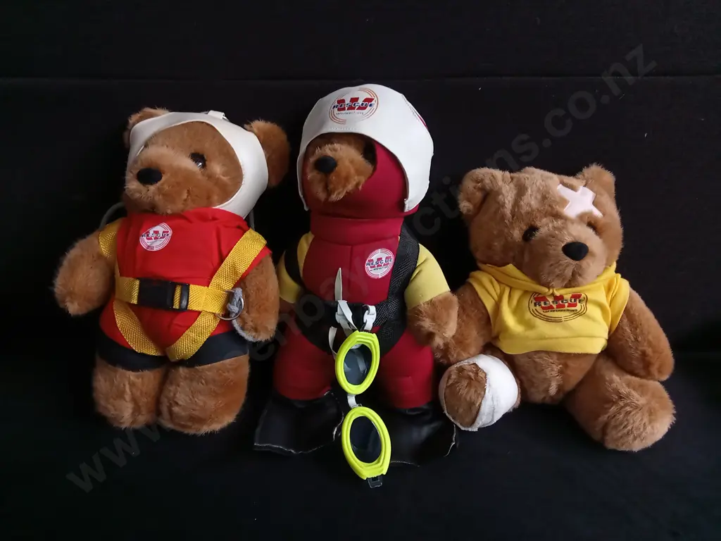 3 AUCKLAND RESCUE HELICOPTER TRUST TEDDY BEARS Image 1++