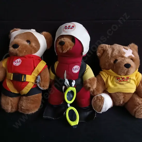 3 AUCKLAND RESCUE HELICOPTER TRUST TEDDY BEARS