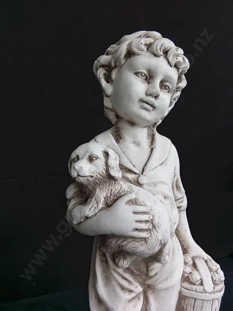 TAKASHO FIGURINE BOY WITH DOG H 52CM BRAND NEW Image 1++