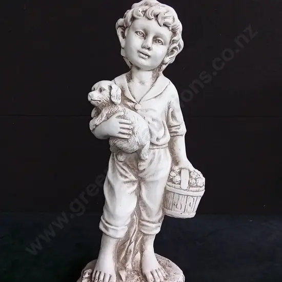 TAKASHO FIGURINE BOY WITH DOG H 52CM BRAND NEW
