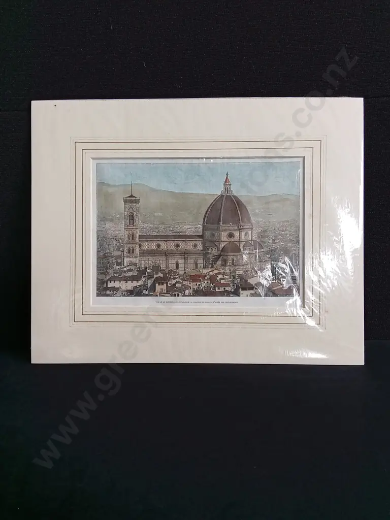 VINTAGE MATTED PRINT OF FLORENCE DUOMO CATHEDRAL, PACKAGED Image 1++