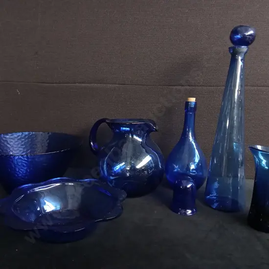 COLLECTION OF COBALT BLUE GLASSWARE