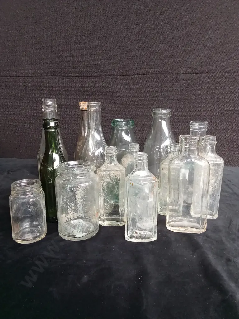 BOX OF GLASS BOTTLES Image 1++