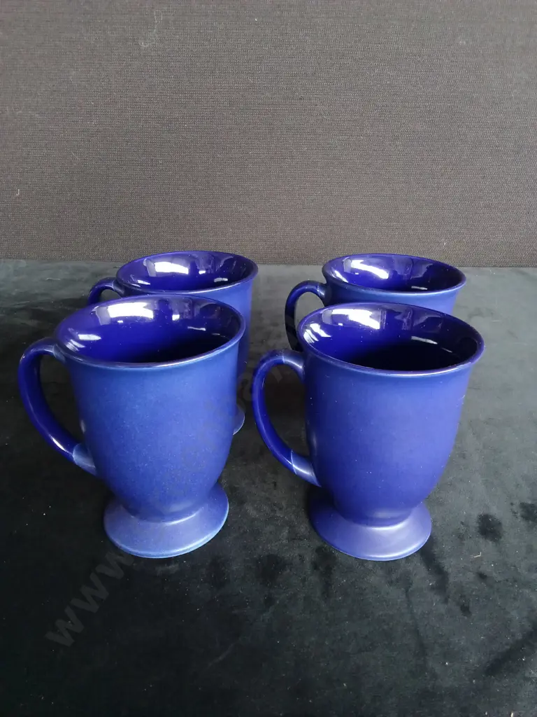 4 BLUE CERAMIC MUGS Image 1++