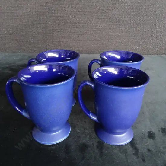 4 BLUE CERAMIC MUGS