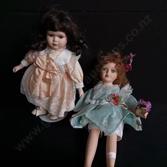 2 VINTAGE PORCELAIN DOLLS