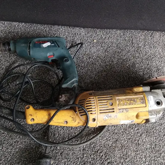DEWALT ANGLE GRINDER AND BOSCH DRILL