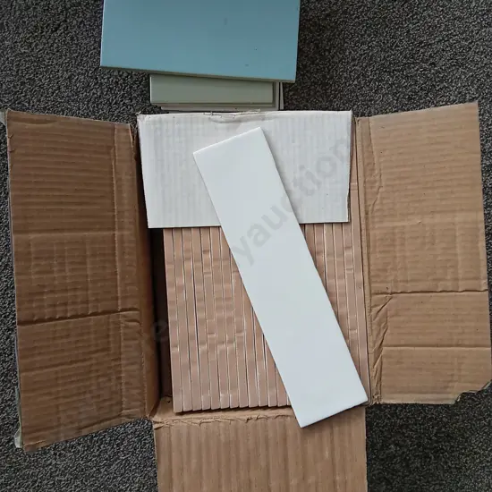 BRAND NEW BOX OF TILES AND STACK MIX OF COLOURED TILES