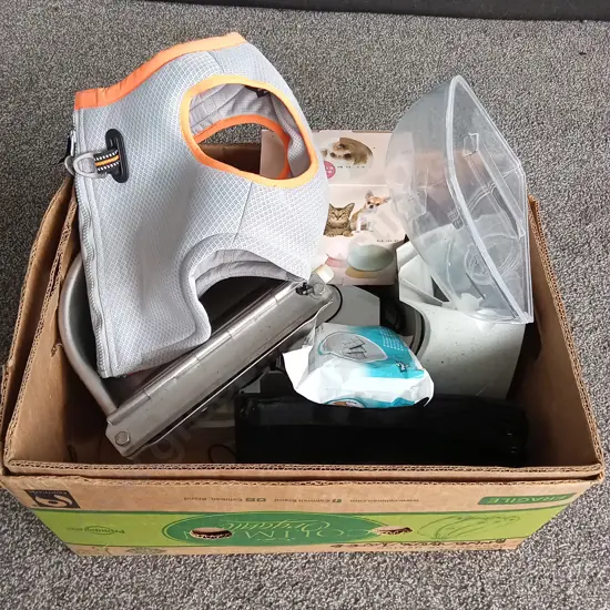 BOX OF DOG ITEMS