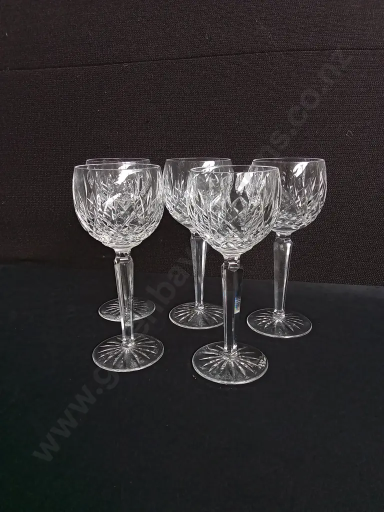 SET OF 5 VINTAGE WATERFORD CRYSTAL WINE GLASSES Image 1++