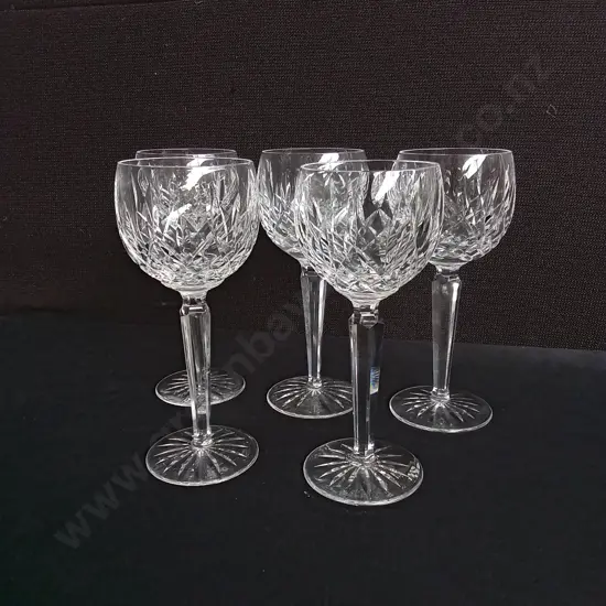 SET OF 5 VINTAGE WATERFORD CRYSTAL WINE GLASSES