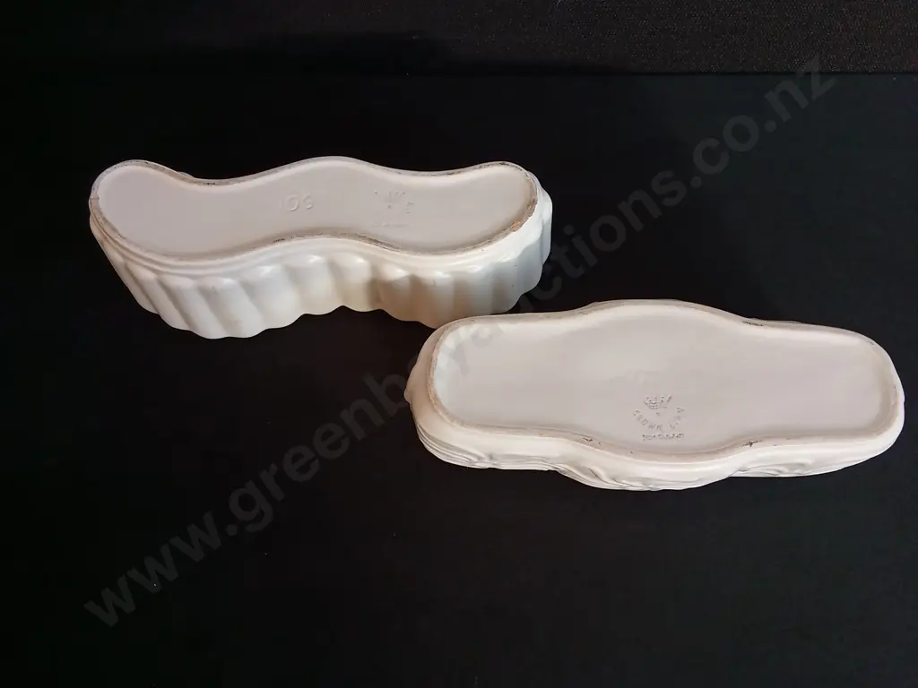PAIR OF VINTAGE CROWN LYNN TROUGH VASES, W 27.5 CM AND 25 CM Image 1++
