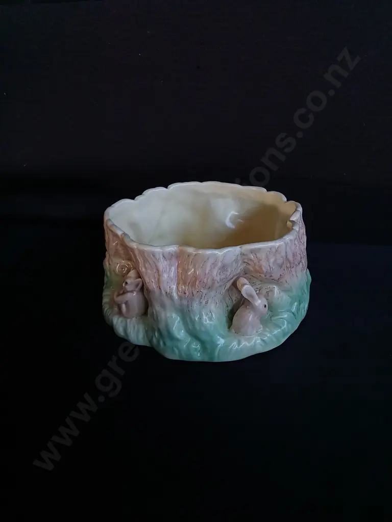 VINTAGE SYLVAC 1514 WOODLAND PIXIE & RABBIT LARGE CERAMIC PLANTER, APPROX 20 CM DIAMETER Image 1++