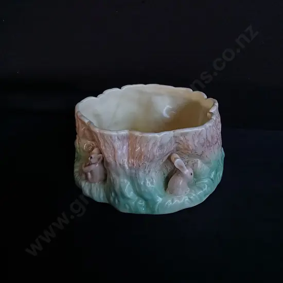VINTAGE SYLVAC 1514 WOODLAND PIXIE & RABBIT LARGE CERAMIC PLANTER, APPROX 20 CM DIAMETER