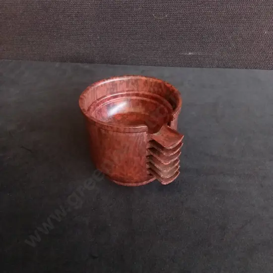 VINTAGE STACKABLE BAKELITE ASHTRAY SET, ART DECO DESIGN