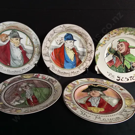 VINTAGE ROYAL DOULTON "THE PROFESSIONALS" SERIES PLATES, SET OF 5, DIAMETER APPROX 26.5 CM