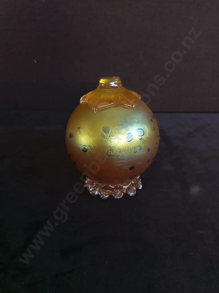 IRIDESCENT BOHEMIAN ART GLASS POMEGRANATE H13CM Image 1++