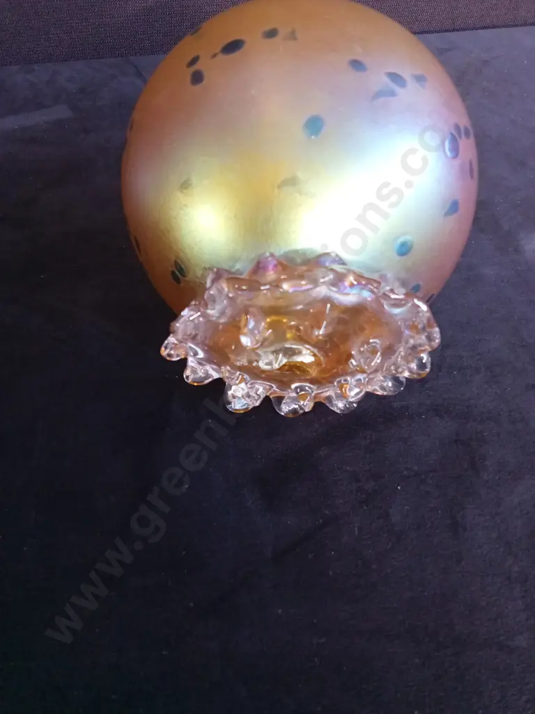 IRIDESCENT BOHEMIAN ART GLASS POMEGRANATE H13CM Image 1++