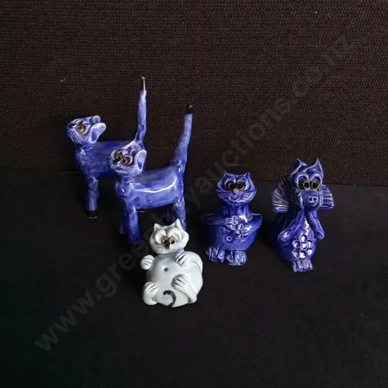 COLLECTION OF VINTAGE POTTERY CATS, TALLEST H 12 CM