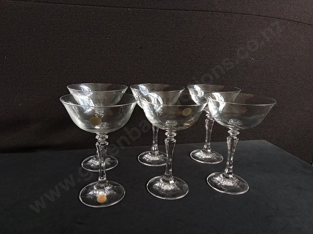 SET OF 6 VINTAGE SCHOTT-ZWIESEL "PRESTIGE" CRYSTAL CHAMPAGNE COUPES Image 1++