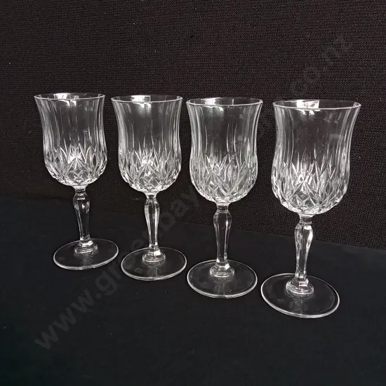 SET OF 4 VINTAGE CRISTAL D'ARQUES "LONGCHAMP" 24% CRYSTAL WINE GLASSES
