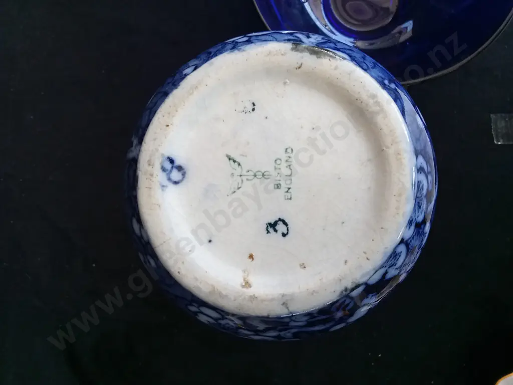1970S BLUE DENBY COFFEE JUG H20.5CM BLUE GLASS BOWL FROM CZECHOSLOVAKIA D13.5CM, BLUE FLORAL VASE BISTO ENGLAND H15.5CM Image 1++