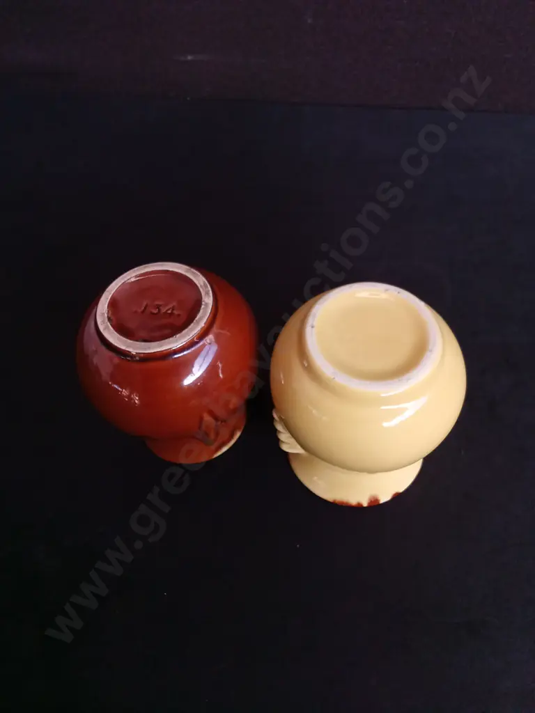PAIR OF VINTAGE AWAJI WARE VASES, JAPANESE ART DECO, H 9 CM Image 1++