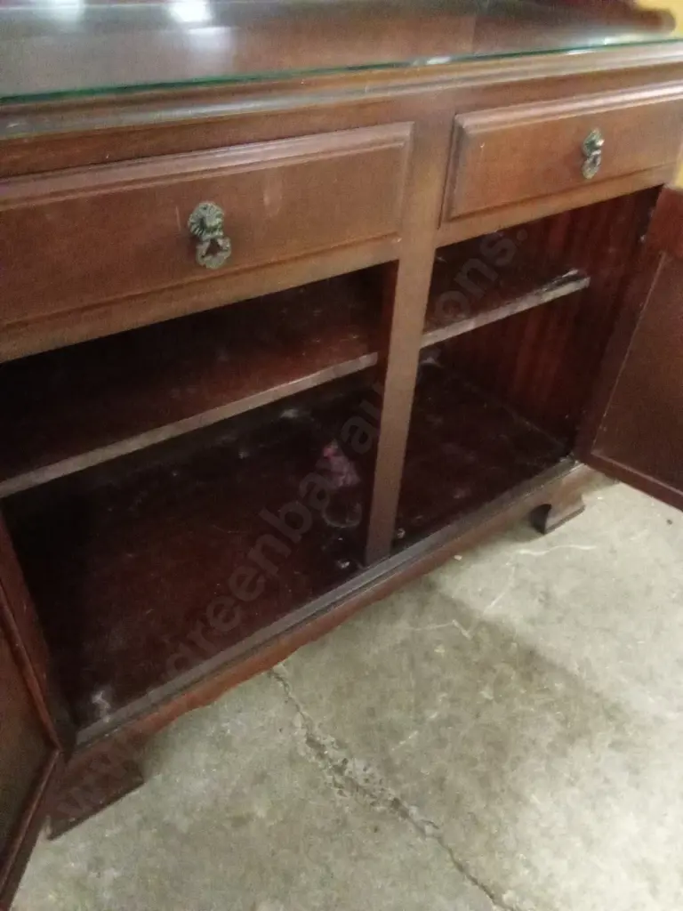 VINTAGE HUTCH DRESSER WITH LEADED GLASS DOORS - L1m H1.85M D39cm Image 1++