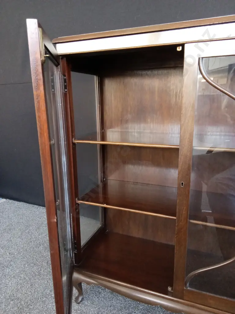 ANTIQUE EDWARDIAN WOODEN DISPLAY CABINET L94CM H1.07M D37CM Image 1++