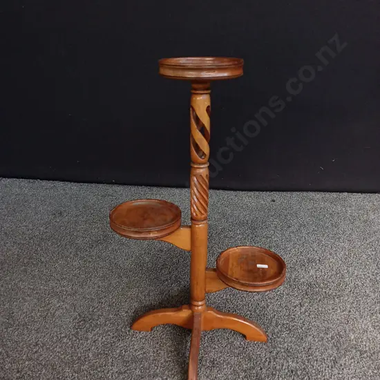 VINTAGE 3 TIER WOODEN PLANT STAND H68CM