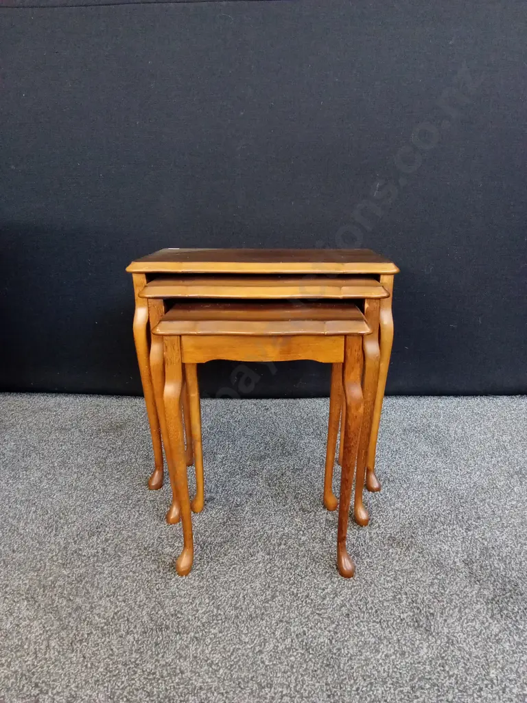 VINTAGE FRENCH LOUIS XV STYLE NESTING TABLES ,LARGEST H 48 CM X 52 W X D 34 CM Image 1++