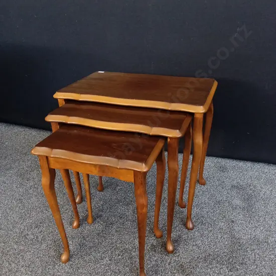 VINTAGE FRENCH LOUIS XV STYLE NESTING TABLES ,LARGEST H 48 CM X 52 W X D 34 CM