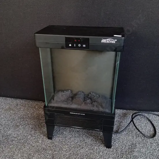 MISTRAL FLAME EFFECT ELECTRIC HEATER, WORKING, INCLUDES REMOTE