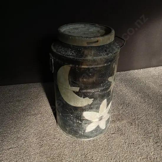 VINTAGE GALVANIZED METAL MILK CAN, H 67 CM