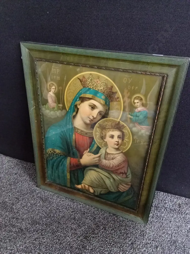 FRAMED MADONNA AND CHILD JESUS PRINT 59X48CM Image 1++