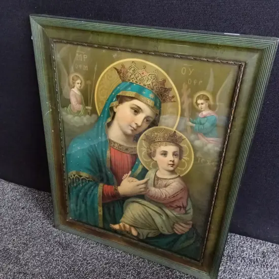 FRAMED MADONNA AND CHILD JESUS PRINT 59X48CM