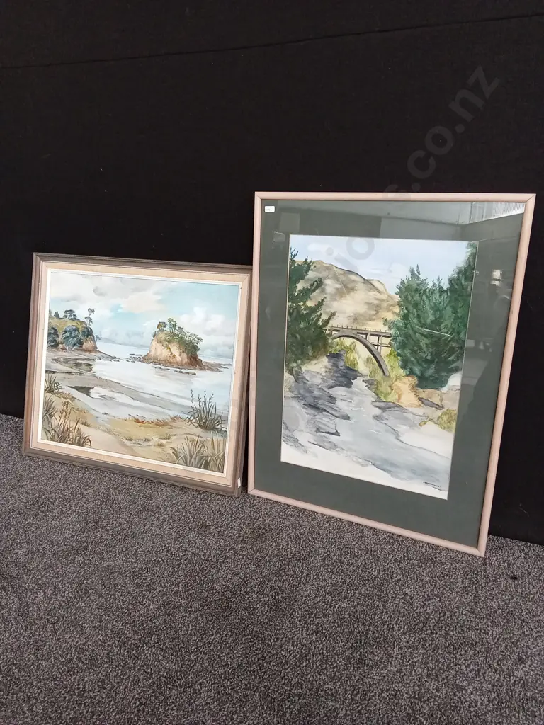 2 FRAMED ARTWORKS TALLEST 77X59CM SMALLEST 60X69CM Image 1++