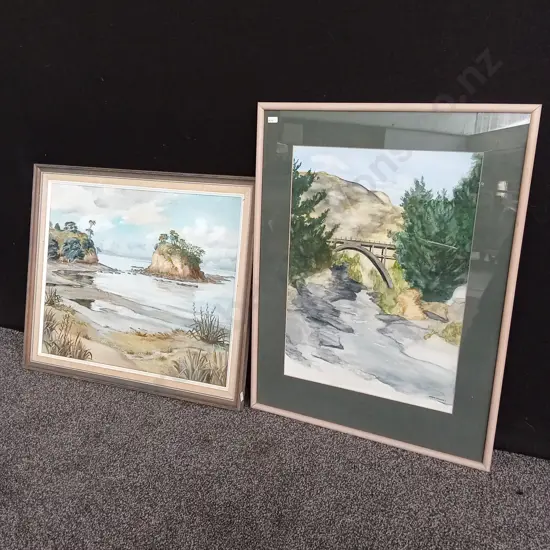2 FRAMED ARTWORKS TALLEST 77X59CM SMALLEST 60X69CM