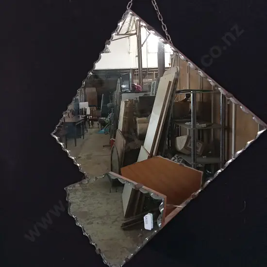 ART DECO VENETIAN STYLE MIRROR WITH ATTACHED SHELF, H 36 CM