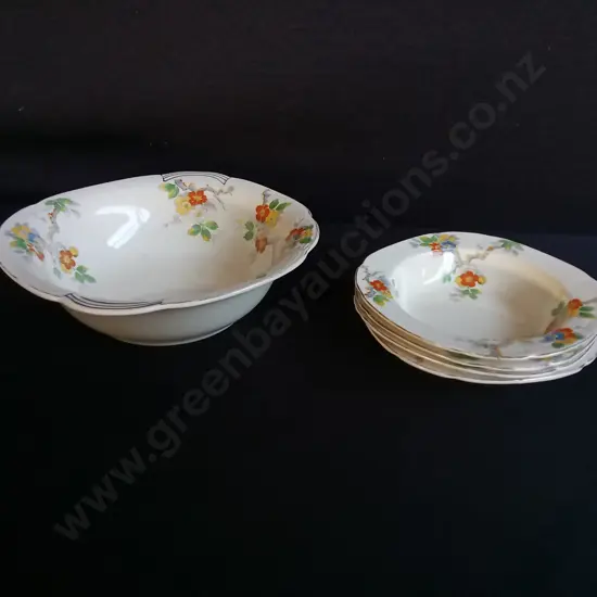 VINTAGE ALFRED MEAKIN "GLEN HELEN" ART DECO BOWLS SET, MADE IN ENGLAND