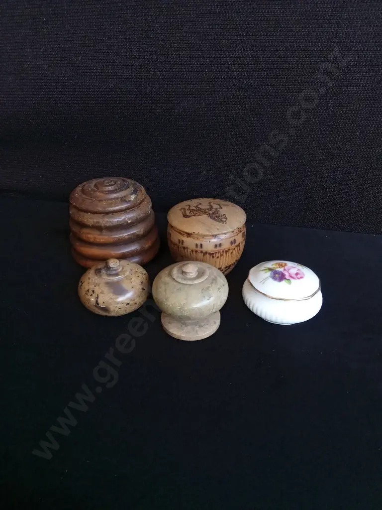 COLLECTION OF ANTIQUE TRINKET BOXES, TALLEST H 6.5 CM Image 1++