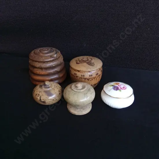 COLLECTION OF ANTIQUE TRINKET BOXES, TALLEST H 6.5 CM