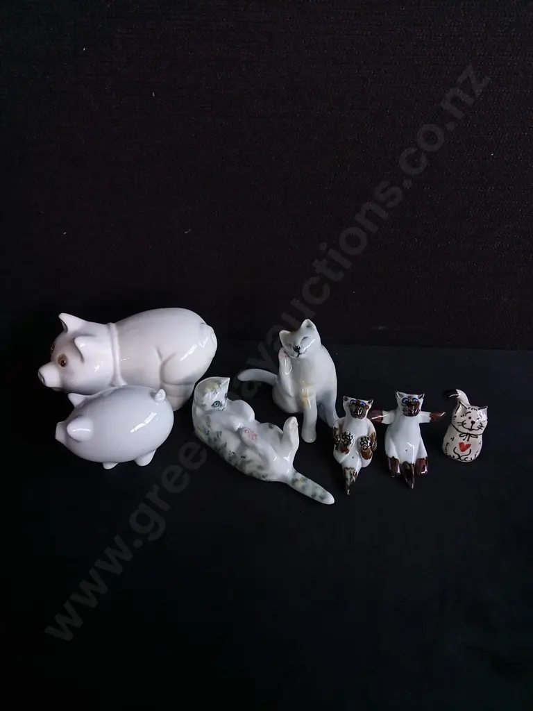 VINTAGE PORCELAIN ANIMAL FIGURINES TALLEST H 7.5 CM Image 1++