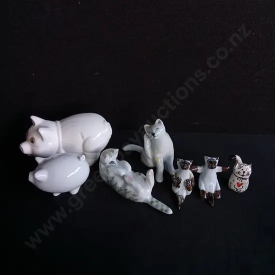 VINTAGE PORCELAIN ANIMAL FIGURINES TALLEST H 7.5 CM