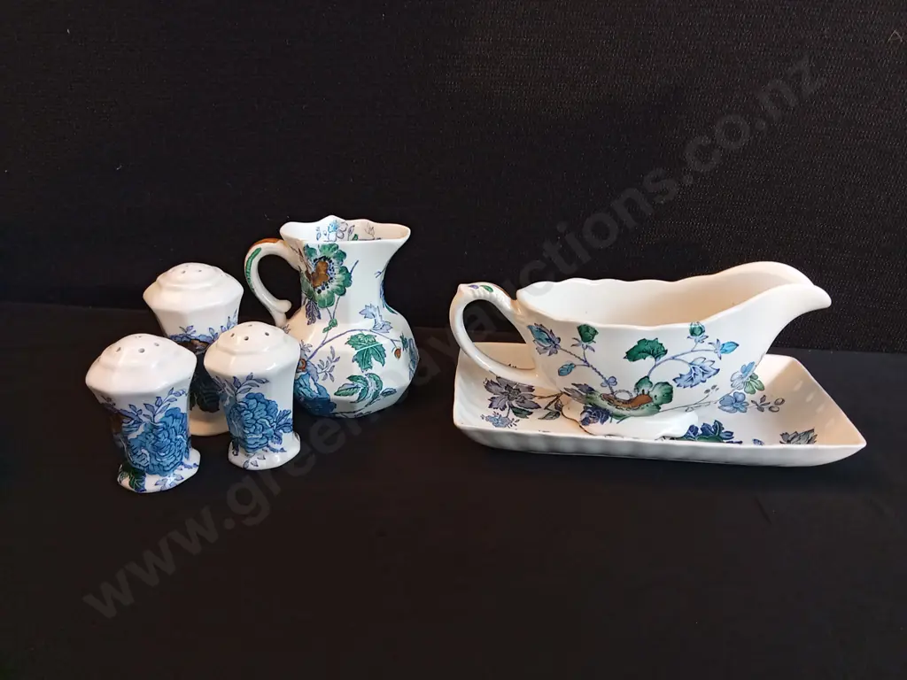 VINTAGE MASON'S IRONSTONE "BELVEDERE" 4 PIECES SERVING SET, MADE IN ENGLAND Image 1++