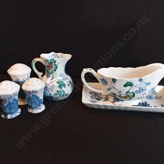 VINTAGE MASON'S IRONSTONE "BELVEDERE" 4 PIECES SERVING SET, MADE IN ENGLAND