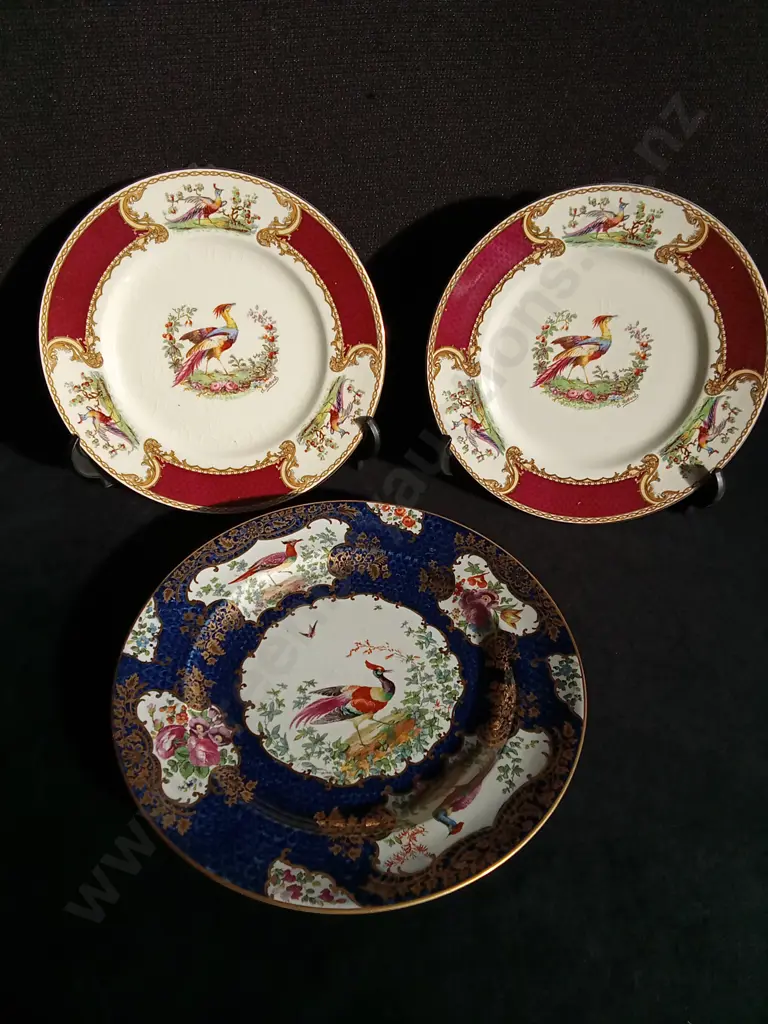 3 VINTAGE PLATES, BOOTHS AND MYOTT, MADE IN ENGLAND, LARGEST DIAMETER 26 CM Image 1++