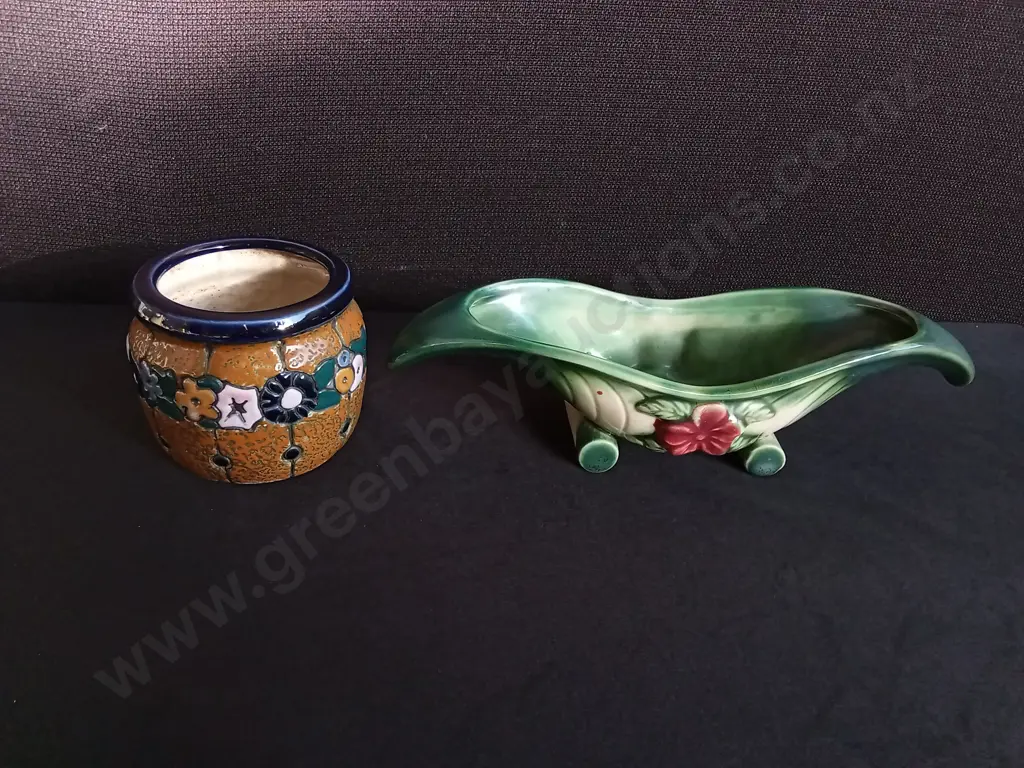 VINTAGE ART DECO LUSTERWARE, CZECH AMPHORA MINI POT AND JAPANESE HORN VASE Image 1++